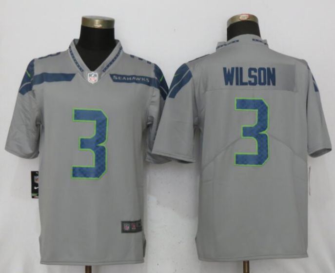 Men NFL Nike Seattle Seahawks #3 Wilson Grey 2017 Vapor Untouchable Limited jersey->seattle seahawks->NFL Jersey